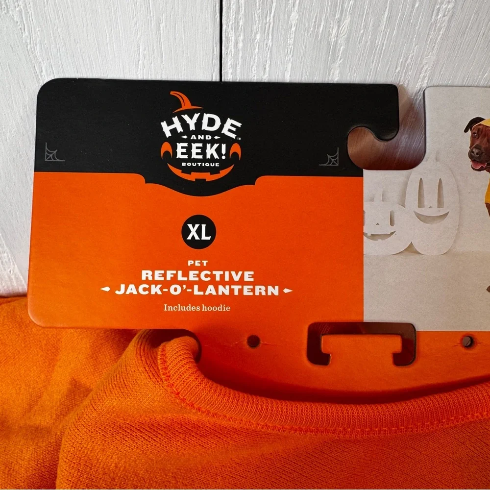 Reflective Jack-O-Lantern Pumpkin Hoodie Pet Costume, Dog/Cat Hyde & Eek!